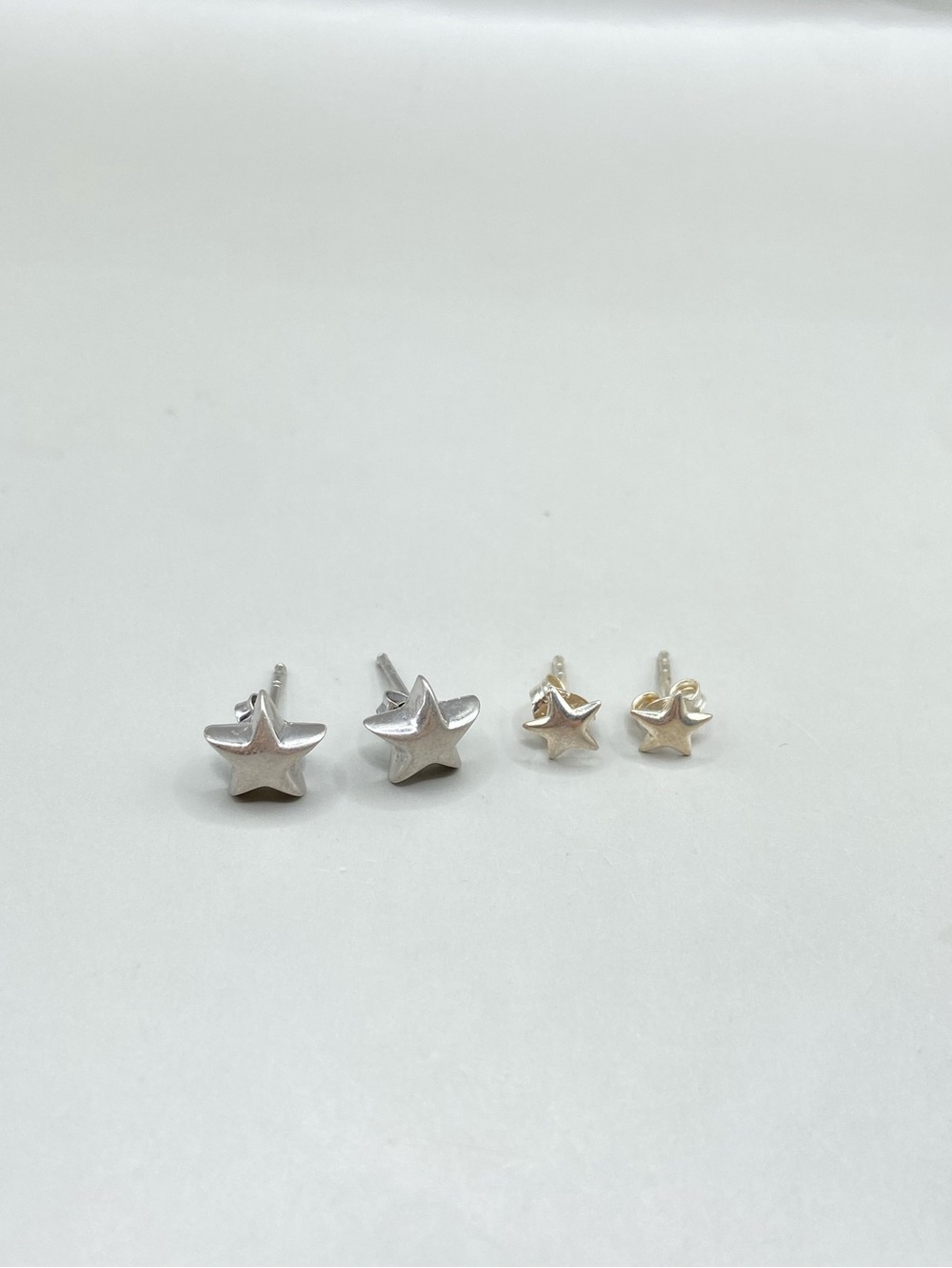Set of Medium and Small Sterling Silver Star Post Earringsq